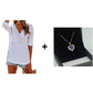 Women's Solid V-Neck Long Sleeve Hooded Top with Pocket