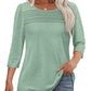 🧚‍♀️Last Day 50% OFF🤩2025 Women's 3/4 Length Sleeve Top Pleated Front T-Shirt