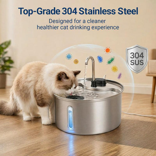 💥【50% OFF】🔥 Stainless Steel Pet Water Fountain | 3 Flow Modes (Waterfall/Bubble/Jet) | Ultra-Quiet Pump (<30dB) | Fully Detachable & Dishwasher Safe | Suitable for Cats and Dogs