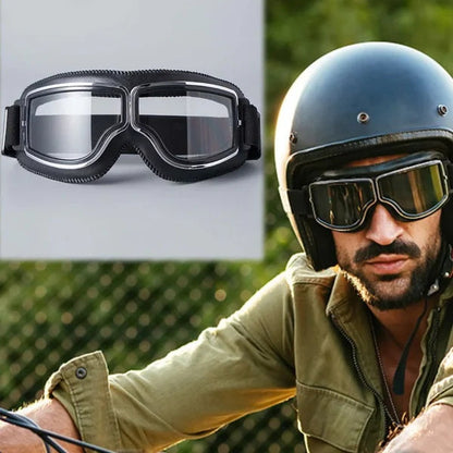 🥽  🏍️ Vintage Helmet Goggles Motorcycle Goggles – UV Protection, Anti-Fog & Adjustable Strap 🛡️