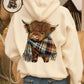 💖CHRISTMAS SALE 50% OFF!!🎁Cute Highland Cow Cozy Fleece-Lined Hooded Sweatshirt🦬2