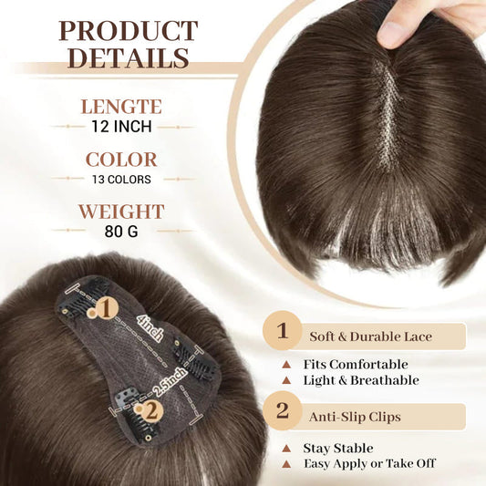 🔥2025 Hot Sale🔥Natural Hair Toppers with Bangs for Women🛒BUY 2 FREE SHIPPING