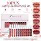 💜10Pcs Matte Waterproof  Long Lasting Lip Gloss
