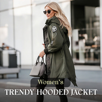 ⏳Retro workwear styling ⏰Women's Trendy Long-Sleeve Hooded Jacket and Leather Leggings