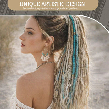 💁🏽‍♀️✨Bohemian Textured Ponytail | Instant Dreadlock Hair Extension | Easy Clip-In for Festivals & Nights Out