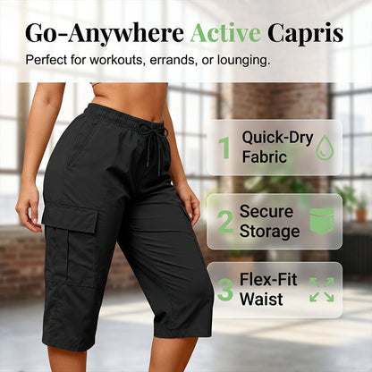🏃‍♀️👖 Elastic cargo cropped trousers – move free, carry more, comfort all day.
