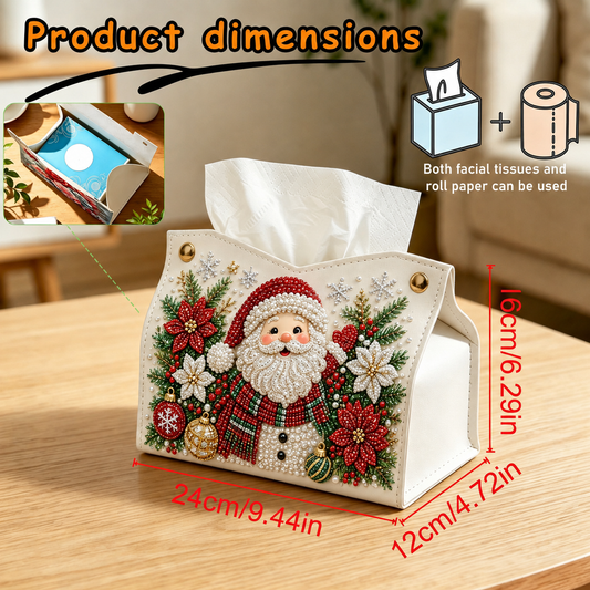 🎄Beaded Christmas Tissue Box Cover – Santa, Snowman & Reindeer Designs