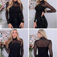 💃Last Day Sales -50% OFF🎉Women's Sparkle Mesh Sheer Long Sleeve Ruched Top