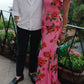 🎉Hot Sale 50% OFF🥳Cheongsam Style Rose Floral Print Tiered Flare Sleeve Stretch Maxi Dress