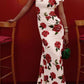 🎉Hot Sale 50% OFF🥳Cheongsam Style Rose Floral Print Tiered Flare Sleeve Stretch Maxi Dress