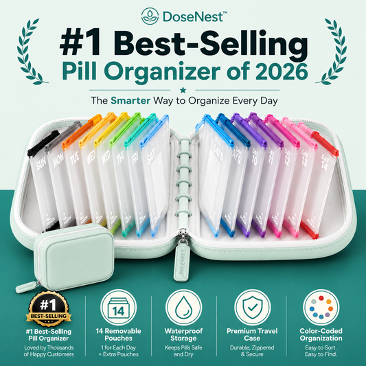 ❄️Summerfresh 50% OFF!💊14-Pouch Travel Medicine & Supplement Organiser – Removable Colour-Coded Zip Pouches with Binder Case