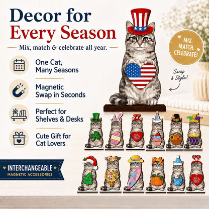 ❄️Summerfresh 50% OFF!❤️Interchangeable Magnetic Wooden Friend – Year-Round Seasonal Shelf Decor