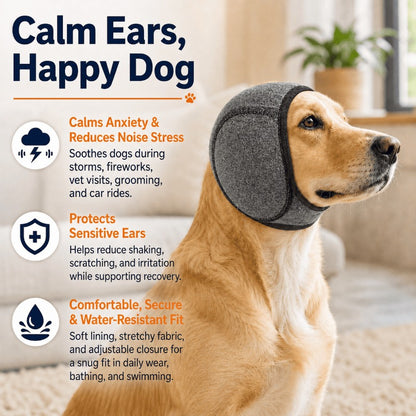 🎃Halloween Deal 50% OFF!🐾Waterproof Dog Calming Ear Wrap – Gentle Comfort for Fireworks & Grooming