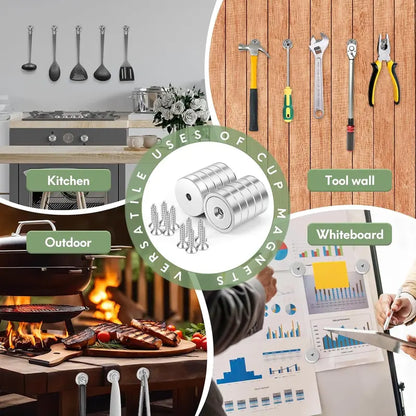 🎃Halloween Deal 50% OFF!🧲Strong Screw-Mount Pot Magnets – 10-Pack for DIY, Workshop & Home Organisation