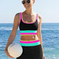 🎁New Arrival 50% OFF💥Color Block Patchwork Nylon Sporty 3-Piece Bikini Set - High Waisted & Tummy Control Swimsuit👙🌈