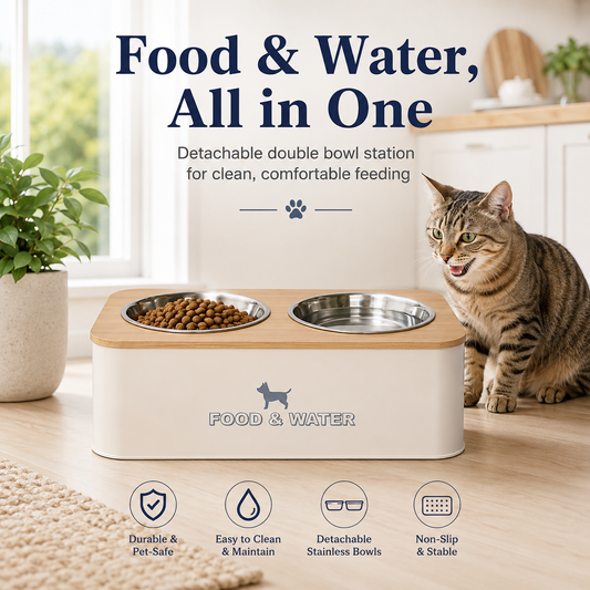 📢📢50% OFF !! ⏰Stainless Steel Detachable Double Pet Bowl