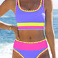 🎁New Arrival 50% OFF💥Color Block Patchwork Nylon Sporty 3-Piece Bikini Set - High Waisted & Tummy Control Swimsuit👙🌈