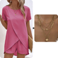 Women's Solid Color Irregular Top & Shorts Two Piece Set