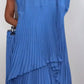 🔥Laney Pleated Short Sleeve Irregular Midi Top and Elastic Waist Wide Leg Pants Set