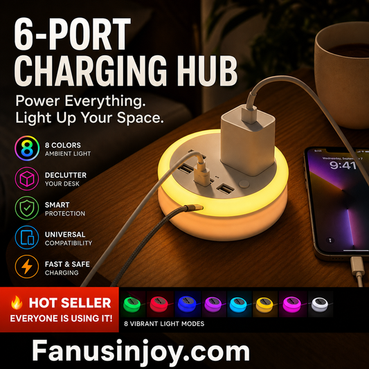 🔥Limited Time 50% OFF! 🔋 Bring you a unique charging atmosphere experience! Portable 6-Port Charging Station