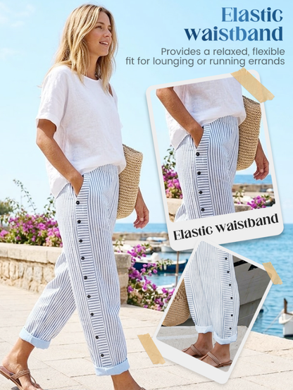 ☀️Summer Hot Sale 47% OFF!!🌿🌸Comfy Blue Striped Side Pocket Pants