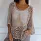 💥Women's Fashion Round Neck Crochet Knit Fishnet Top🤩