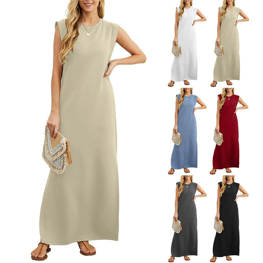 Women's Wrinkle-Free Casual Dress with Split Hem