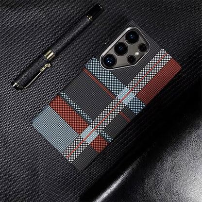 Ultra Slim Carbon Fibre & Metal Button Case Cover for Samsung S Series