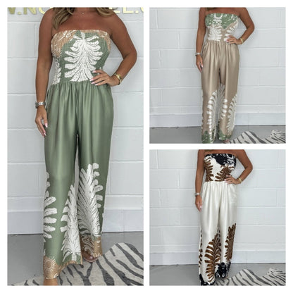 💕HOT SALE 50% OFF💕Women’s Sexy Summer Print Loose Fit Strapless Jumpsuit