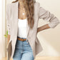 Elegant, soft, plain-colored lapel button jacket