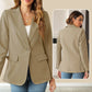 Elegant, soft, plain-colored lapel button jacket