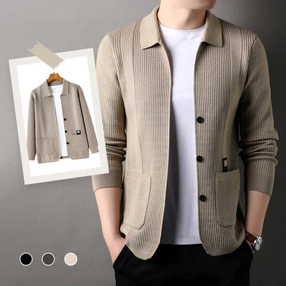 🔥New products in 2024🔥Men's Lapel Knitted Long Sleeve Coat