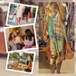 Women’s Deep V-Neck Short Sleeve Printed Dress