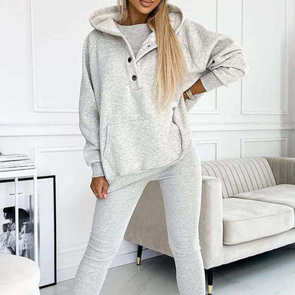 2024 Women's 3 Piece Set Hooded Sweater Slim Vest and Pants Daily Sports