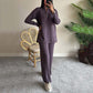 💥FREE SHIPPING💥Women's Cozy Ribbed Knit Two-Piece Set with Slit-Leg Pants