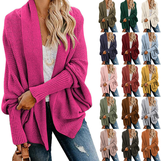 WOMEN'S BATWING CABLE KNITTED SLOUCHY OVERSIZED CARDIGAN SWEATER