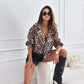 Women's Leopard Print Cropped Blazer