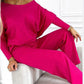 Women's set with solid color Drop Shoulder Pullover and loose pants