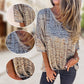 Women's Loose V-Neck Leopard Print Half Sleeve T-shirt