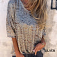 Women's Loose V-Neck Leopard Print Half Sleeve T-shirt