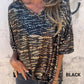 Women's Loose V-Neck Leopard Print Half Sleeve T-shirt