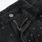 ✨Vaqueros rectos con brillantes y estilo urbano para mujer🛒envío gratis