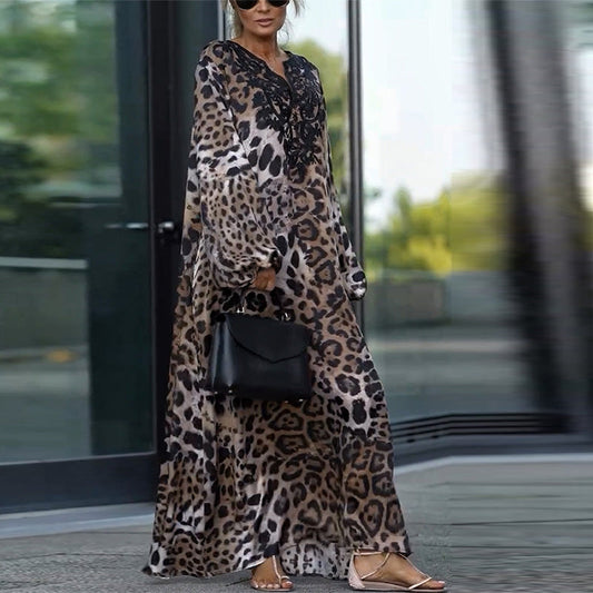 🤩Casual long sleeve leopard print women's dress