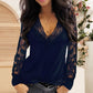 long-sleeved top with V-neck and lace details