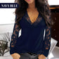 long-sleeved top with V-neck and lace details