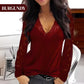 long-sleeved top with V-neck and lace details