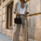✨Sequin Open Front Top Wide Leg Pants Set