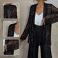 ✨Sequin Open Front Top Wide Leg Pants Set