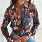 Women's Fashion Multicolor Printed Lapel Shirt