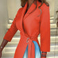 💕Limited Sale 50% OFF💕Ombre Lapel Neck Tied Waist Pleated Blazer Dress